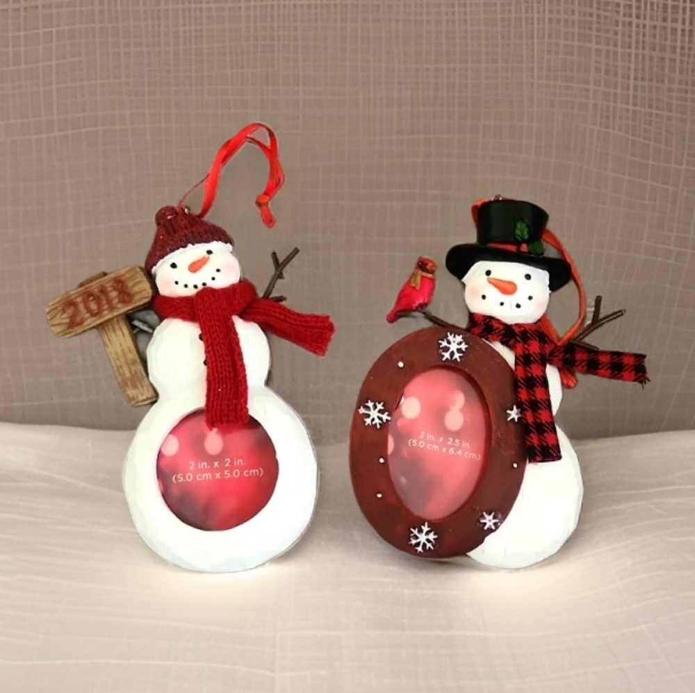 Snowmen hanging Christmas Ornaments, 2018, picture frames